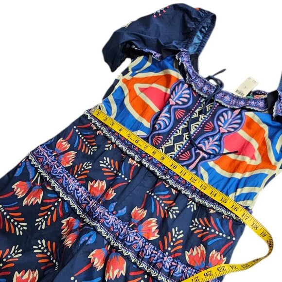 Farm Rio x Anthropologie Puff-Sleeve Ruffled Floral Romper, Picnic, Size M, NWT - Picture 8 of 13